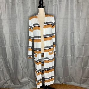 Striped Open-Front Cardigan Sweater